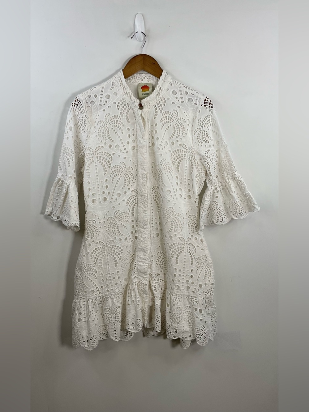 Farm Rio Off White Palm Tree Mini Dress Size Large